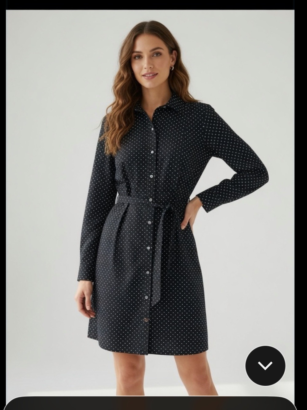 Tommy Hilfiger Stretch Shirt Dress Sz S/P Navy Polka Dot - preppy Classic